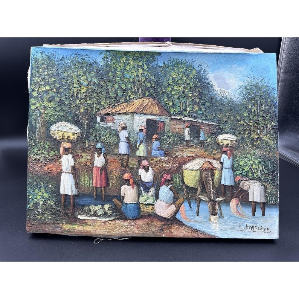 Vintage 20C Haitian oil painting signed L.Antoine